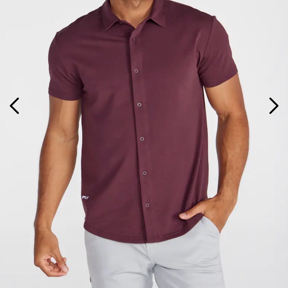 BYLT Basics Maroon Casual Button Down Shirt - Picture 4 of 4